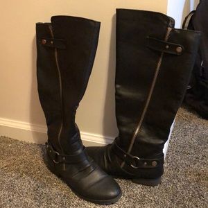 Above the knee black boots